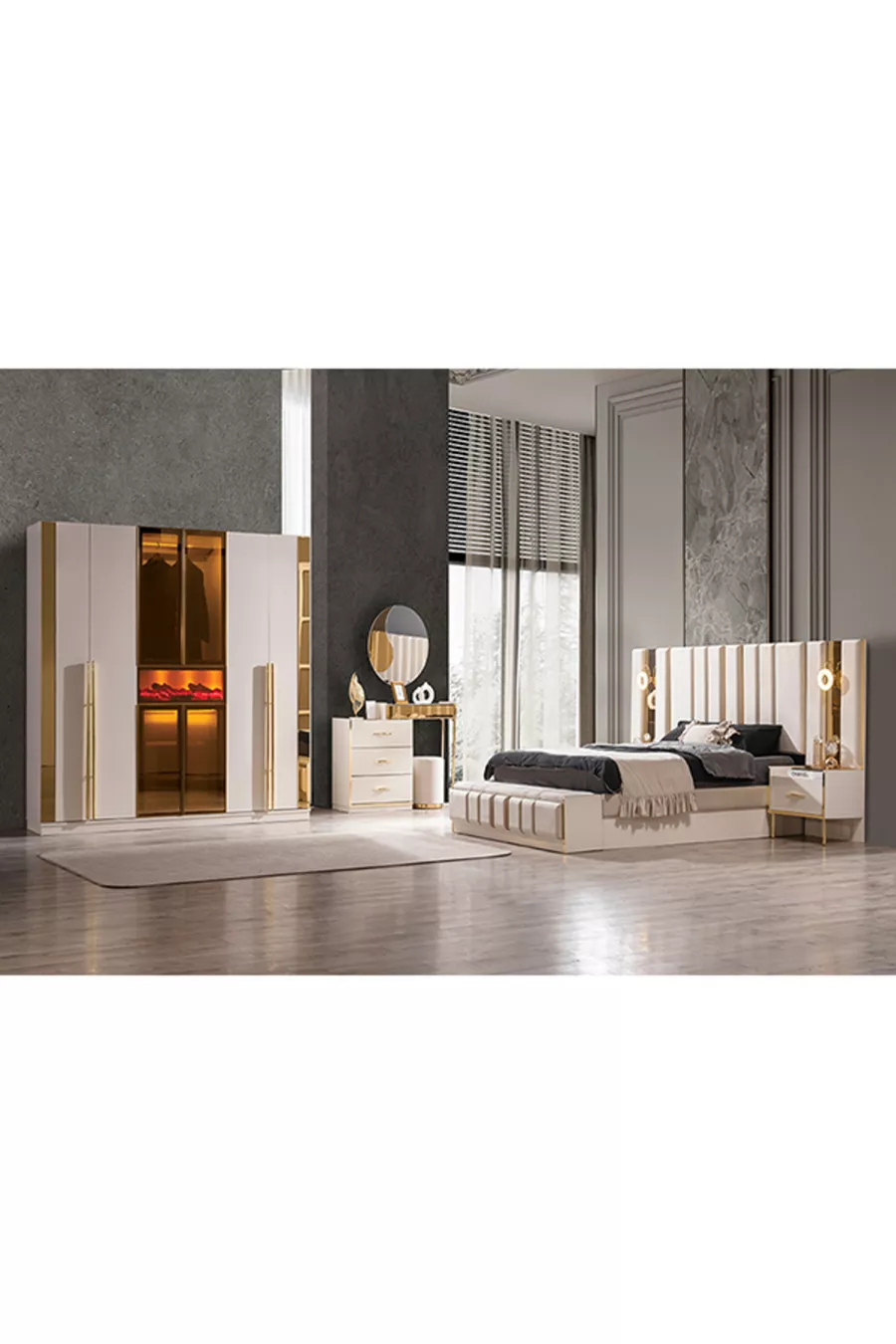 % MDF Спальня с комплектом мебели Alyans