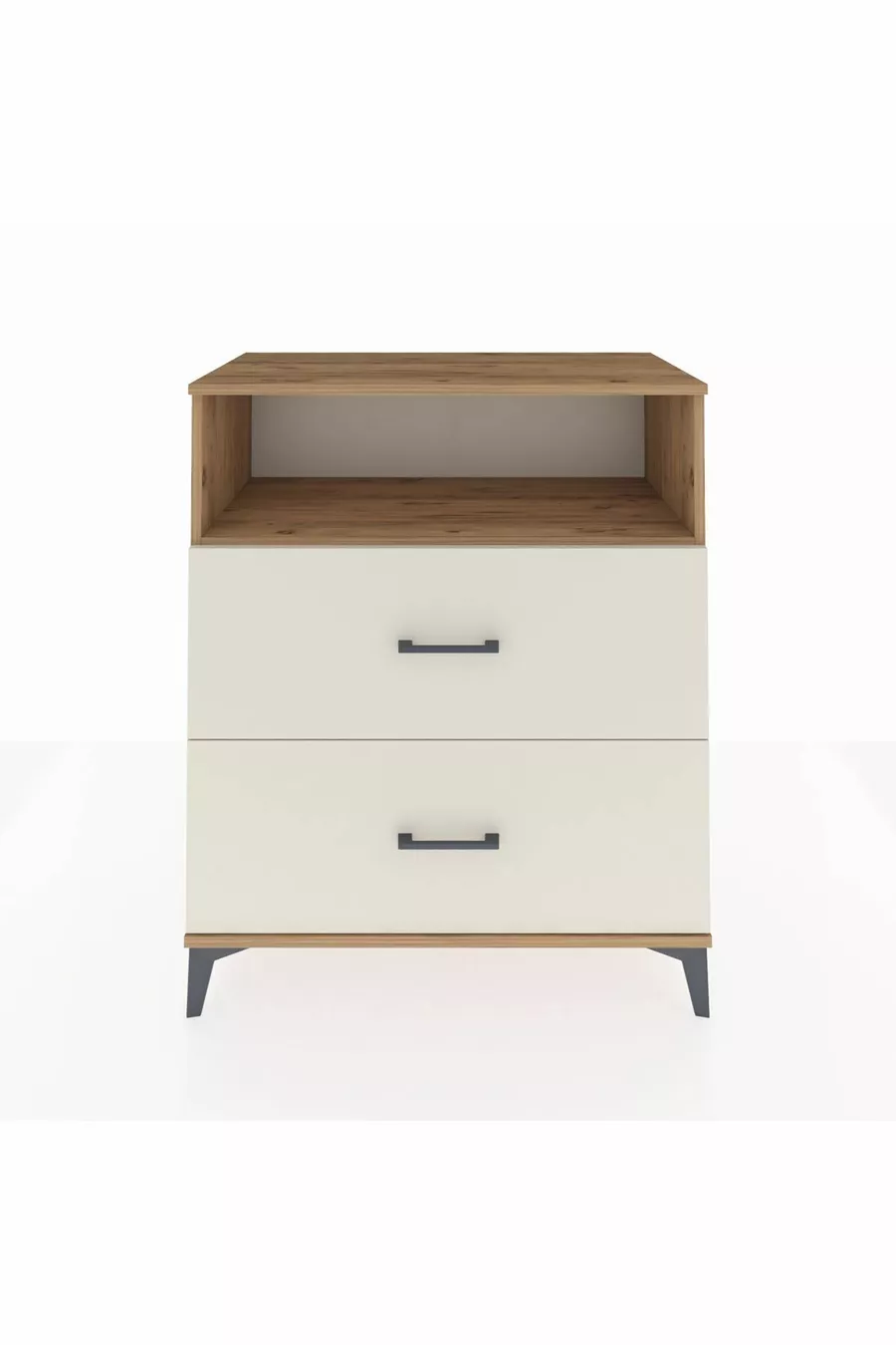 Commode Hyperion à un seul étagère et 2 tiroirs en pin-ardoise