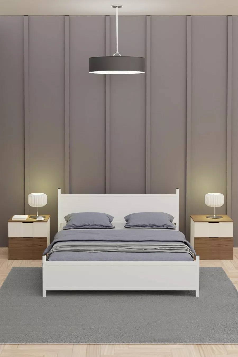 GM MODERN HOUTEN EN METALEN TOTAAL WIT TWEepersoonsbed