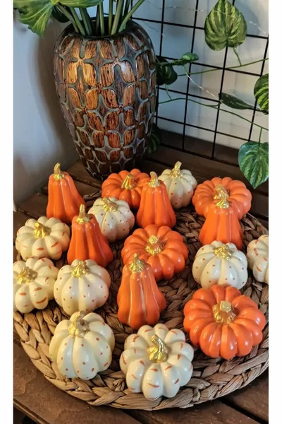 Handmade set of 4 pumpkin decorative decoration object figurine ornament gift item