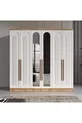Installation gratuite - Chambre à coucher complète en MDF Flora à 6 portes - Sommier inclus