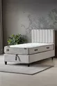 Manolya-Serie Einzelbett mit Bettkasten und Kopfteil + Komplettes Orthopädisches Paket Federkernmatratzen-Set 3-teilig