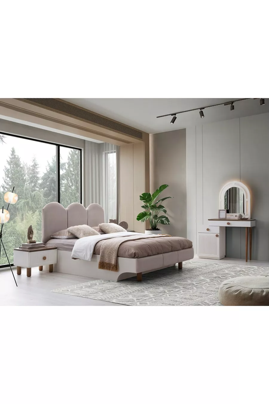 ENSEMBLE DE CHAMBRE À COUCHER ŞEHZADE EN MDF AVEC LIT