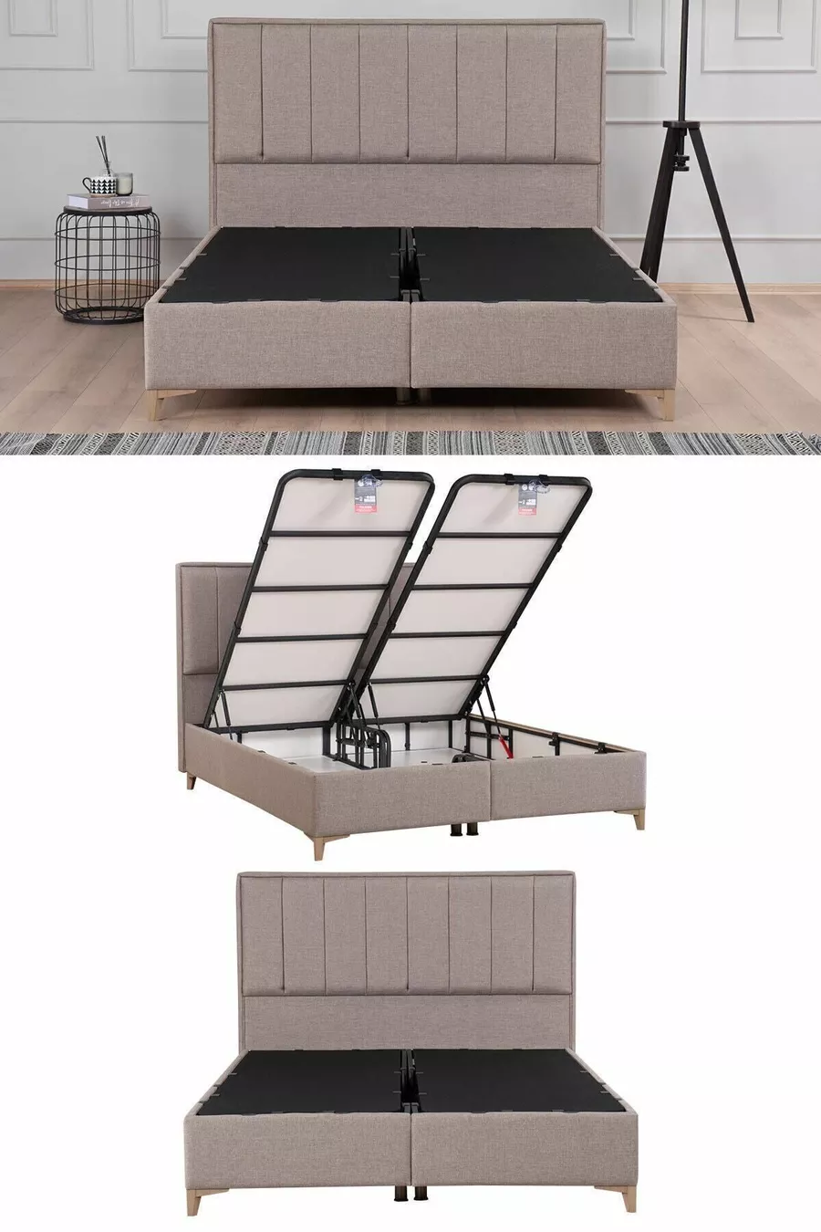 Ensemble Tête de Lit et Sommier Coffre Gold Therapy Marron (LIT NON INCLUS)