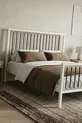 Lit double en métal forgé Breeze (BLANC-MARRON) (Avec lattes en bois)