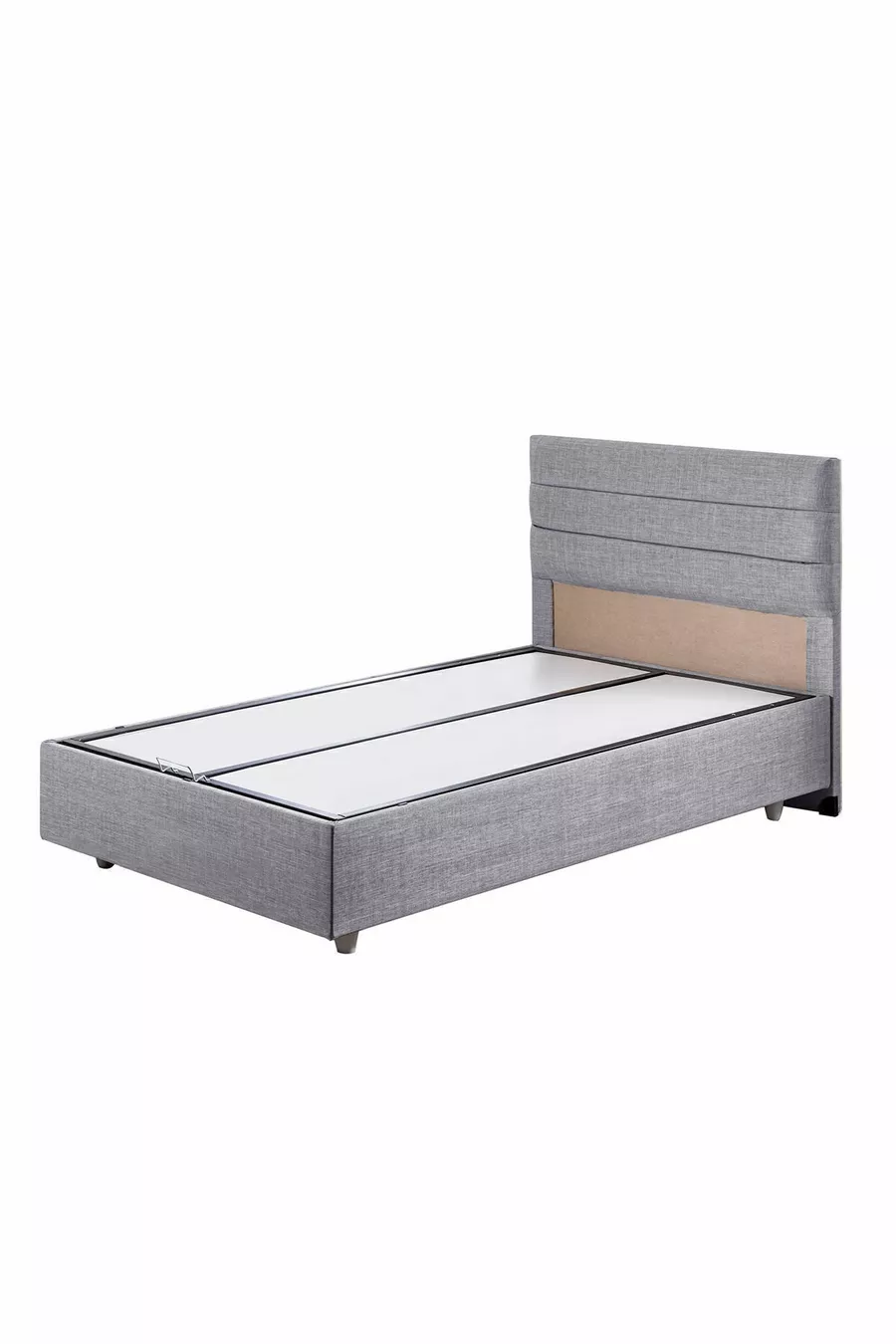 Sofia Single Bed Base and Headboard Comfort Mattress Set Light Gray