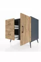 Commode Kronos avec une étagère, 2 tiroirs et une porte, Anthracite-Pin