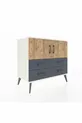 Commode Hyperion 2 étagères 4 tiroirs 2 portes Pierre de Lune-Sapin/Anthracite