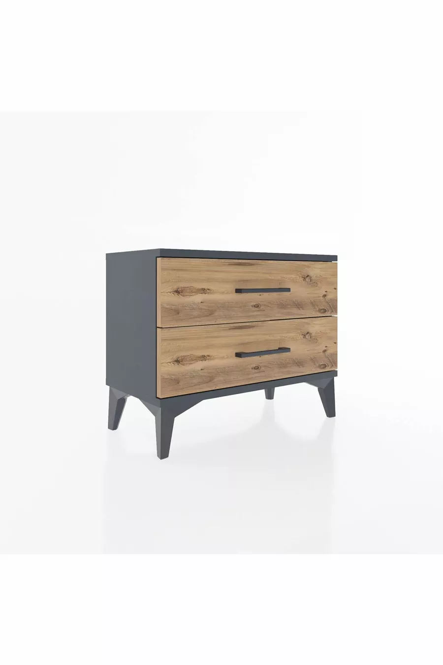 Chevet Arges 2 tiroirs Anthracite-Pin