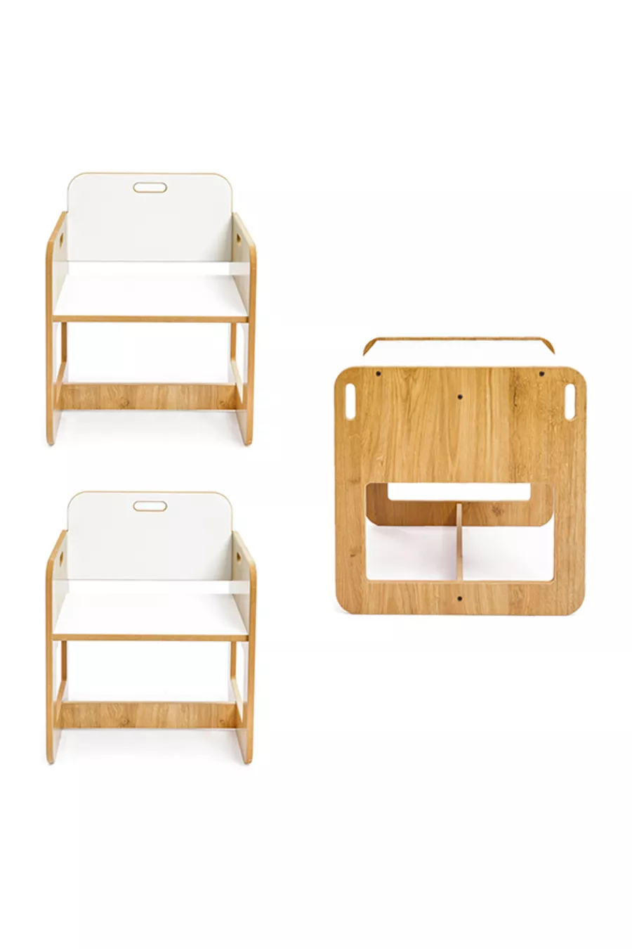 Set di Tavolo e Sedie in Legno Montessori per Attività e Gioco per Bambini 2-4 Anni (1 Tavolo + 2 Sedie)