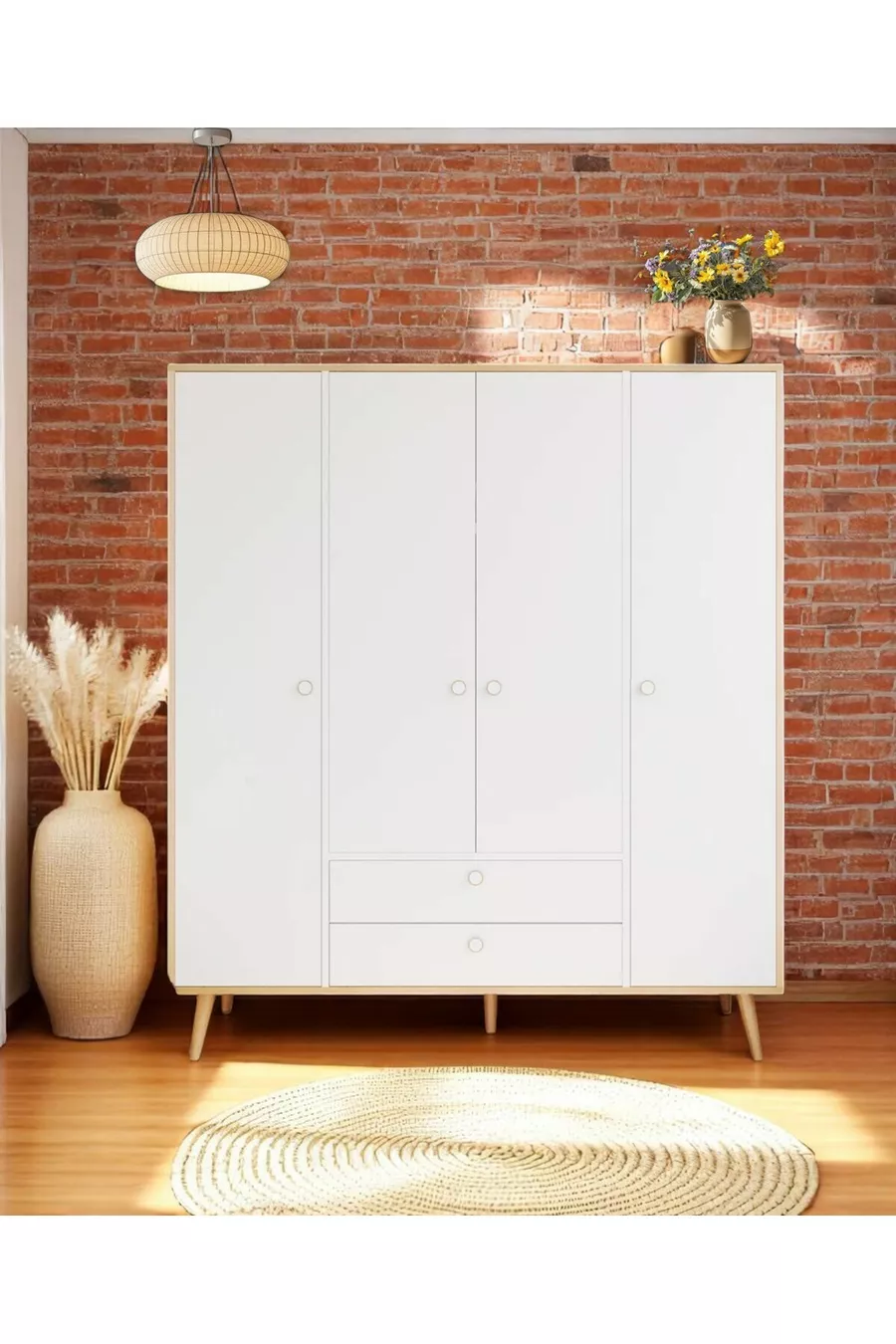 Armadio Tema 4 con Cassetto e Anta – Guardaroba | Design Scandinavo, Marrone  cm