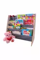 Montessori Vorschule Kindergarten Kinderzimmer Bücherregal aus Holz mit Stoff, waschbarer grauer Stoff