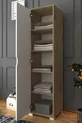Nisan  cm Lichtnotenhouten-witte 5-planken voorraadkast met enkele deur voor badkamer en kledingkast - Garderobekast