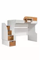 Bunk Bed, Litera Bunk Bed Wardrobe Desk, White-Dark Walnut 1 Comfort Mattress