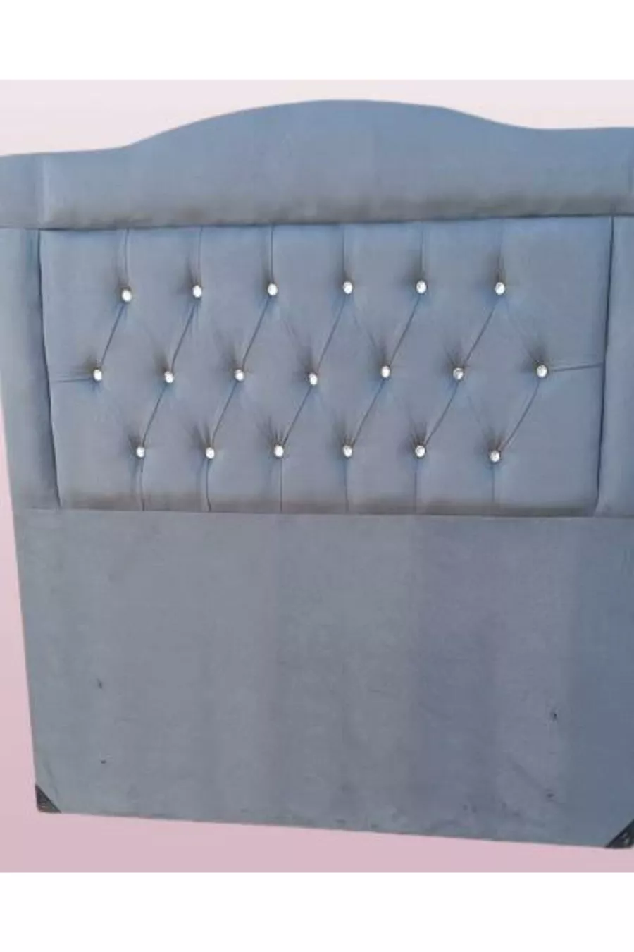 Titre DK Double Personne Tissu Anthracite en Plumetis de Poulain Rembourré Fait Main