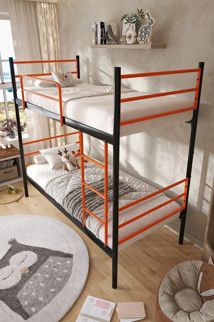 Letto a Castello Trend Compatibile con Materasso Arancione Letto a Castello in Metallo Separabile