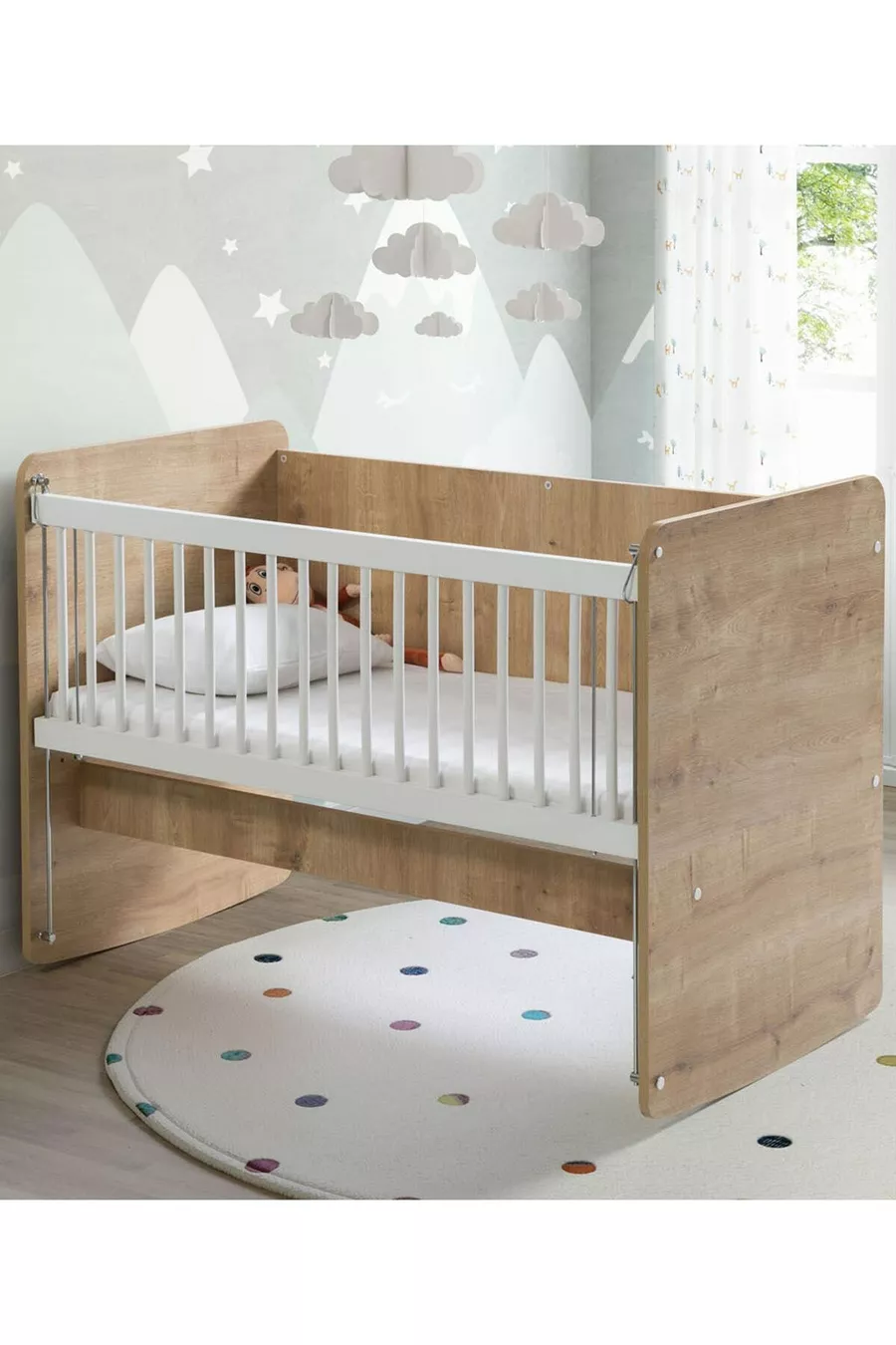 Berceau Balançant et Fixe pour Bébé à Côté de la Mère - Lit Bébé - Lit Parc - Bois - cm -
