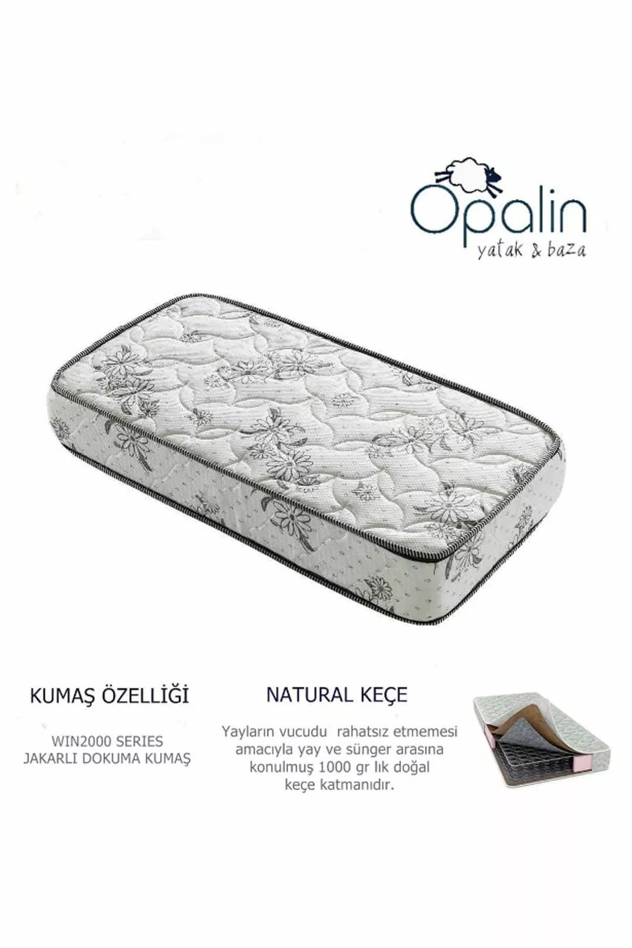 MATELAS À RESSORTS ORTHOPÉDIQUE AVEC MONOGRAMME OPALINE