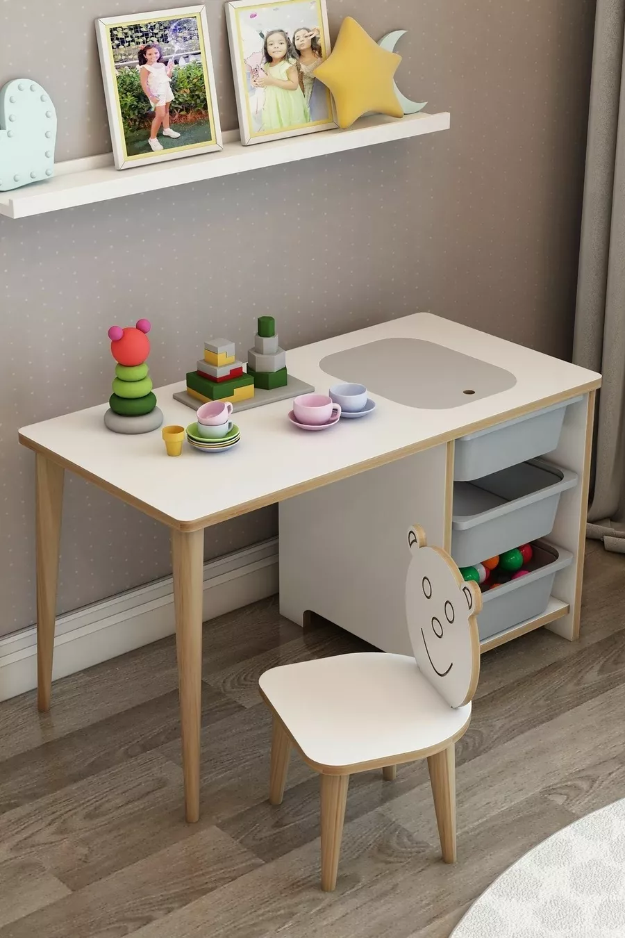 Scrivania per Bambini Tavolo da Gioco e Attività Estivo con Sedia