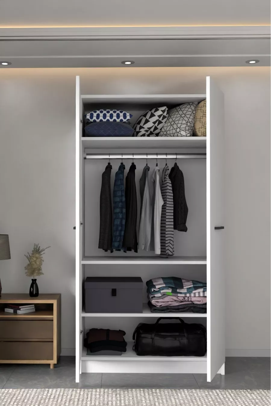 - LADİK - ARMOIRE BLANCHE À DEUX PORTES  CM