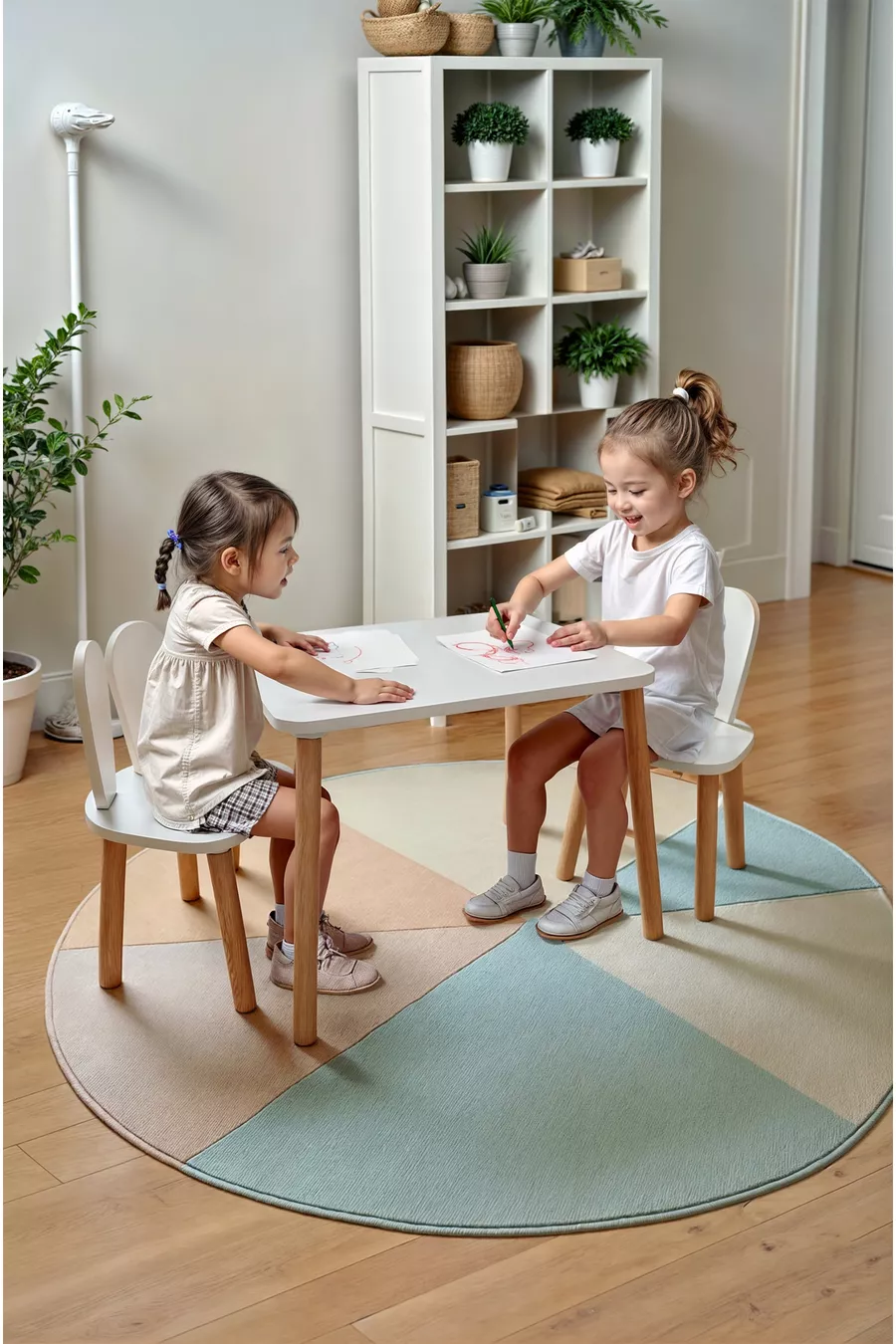 Holz Montessori Aktivitätentisch und Stuhl, Bunny Tisch und Stuhl
