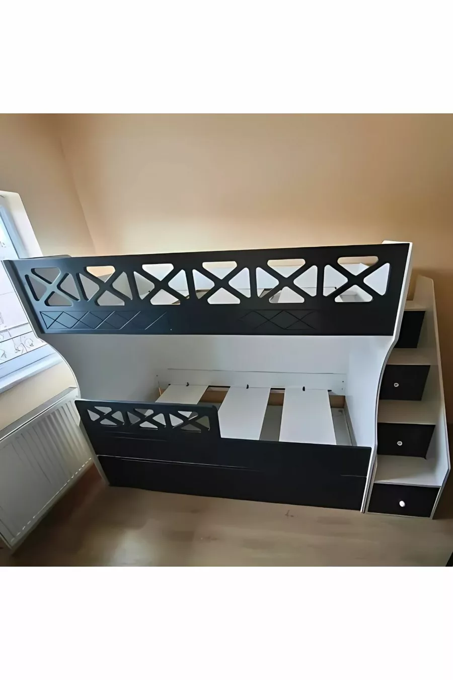 Lit superposé pour enfant modèle blanc anthracite