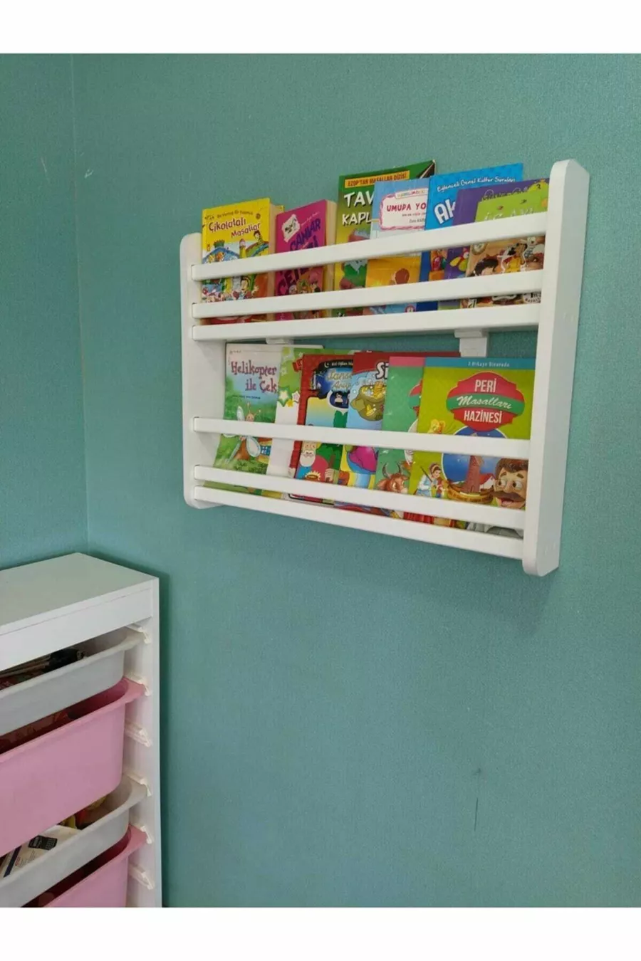Bibliothèque Safir à 2 étagères - Bibliothèque éducative Montessori pour chambre d'enfant à 2 étagères - Largeur de Cm