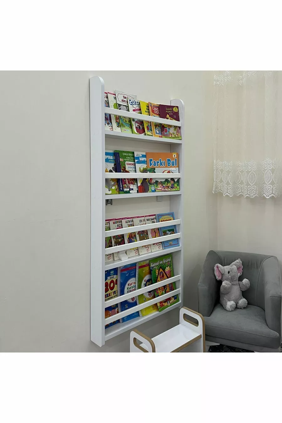 Bibliothèque Carmen à 4 étagères - Couleur blanche Bibliothèque Montessori - Bibliothèque pour chambre d'enfant
