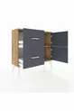 Commode Arges avec une étagère, 2 tiroirs et 2 portes, pin-anthracite