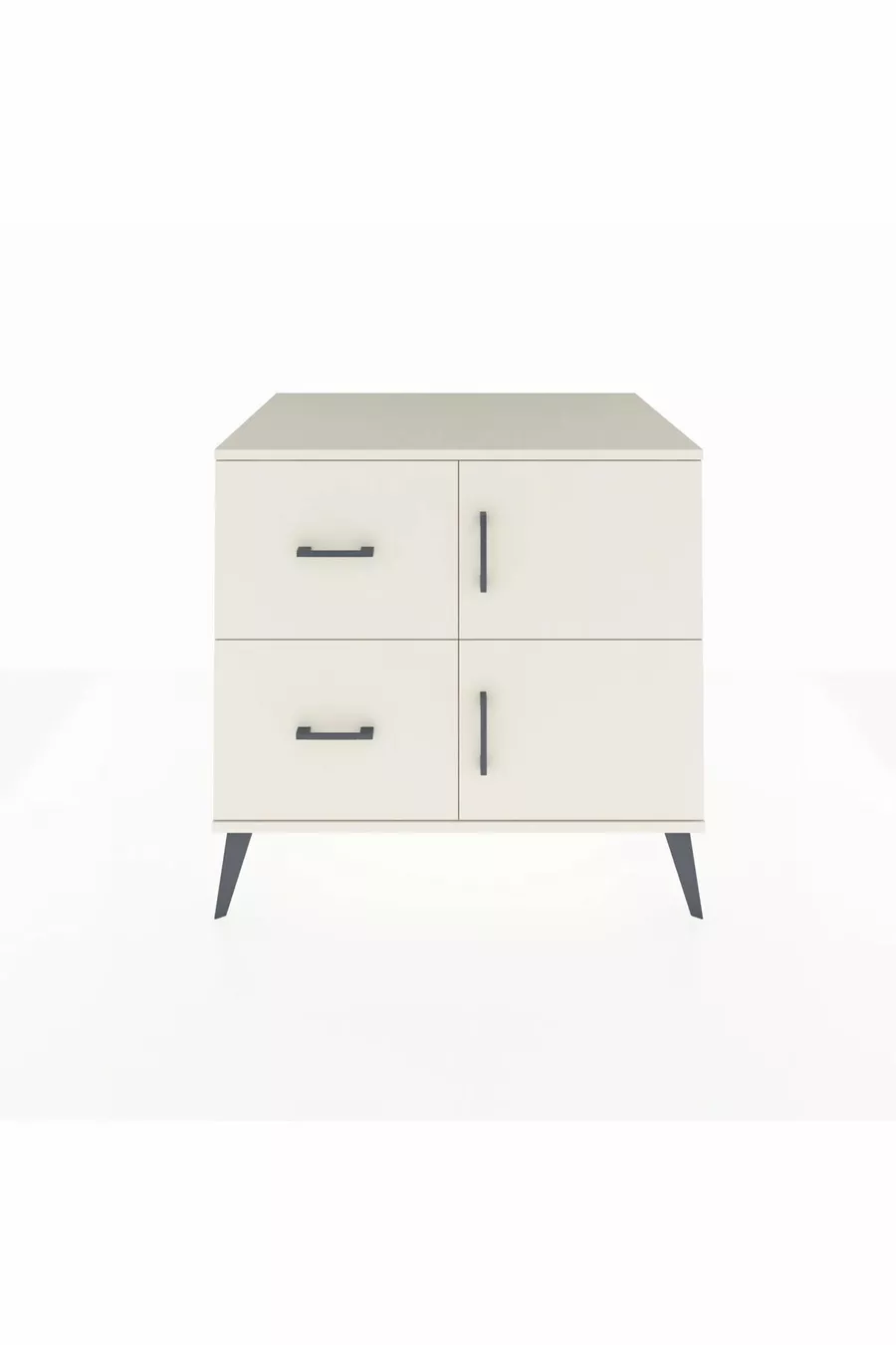 Commode Kronos avec une étagère, 2 tiroirs et 2 portes, Pierre de lune-Pierres de lune