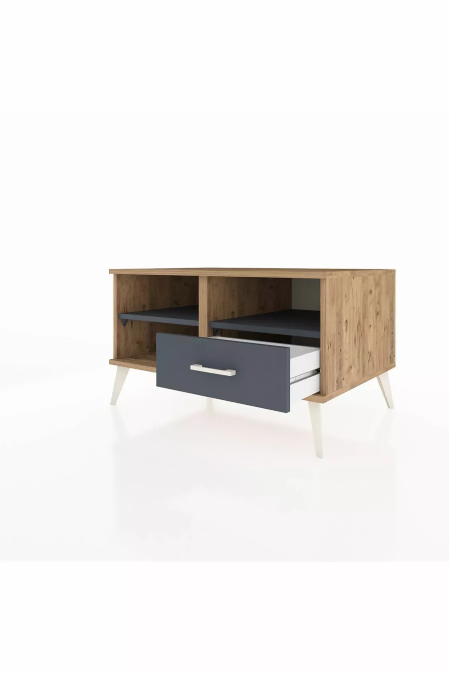 Commode Kronos 2 étagères 1 tiroir Pin-Anthracite