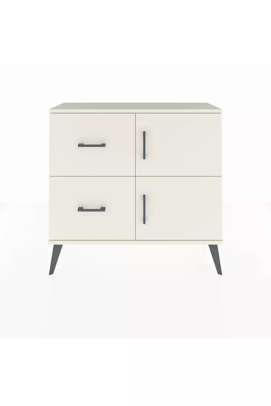 Commode Arges avec une étagère, 2 tiroirs et 2 portes, Pierre de lune-Pierres de lune