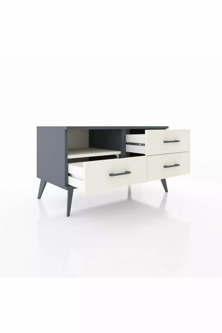 Hyperion Kommode mit einem Regal und 3 Schubladen Anthrazit-Marmor