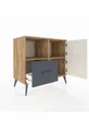 Commode Hyperion avec 2 étagères, 1 tiroir et 2 portes, en pin et gris anthracite