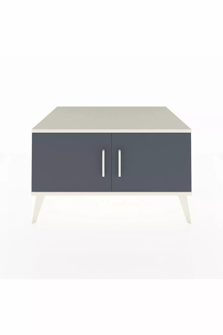 Commode Kronos 2 étagères 2 portes Pierre de lune-Anthracite/Pierre de lune