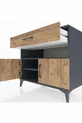 Commode Kronos avec 2 étagères, 1 tiroir et 2 portes, Anthracite-Sapin