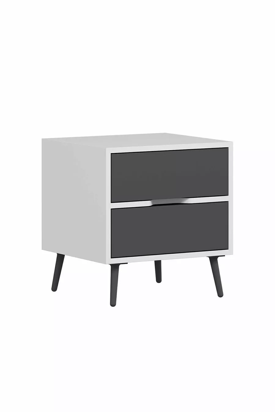 Elina Table de chevet à 2 tiroirs - Blanc/Anthracite