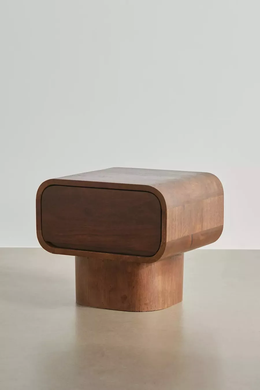 Huron Solid Walnut Single Drawer Rustic Nightstand, Bedside Table