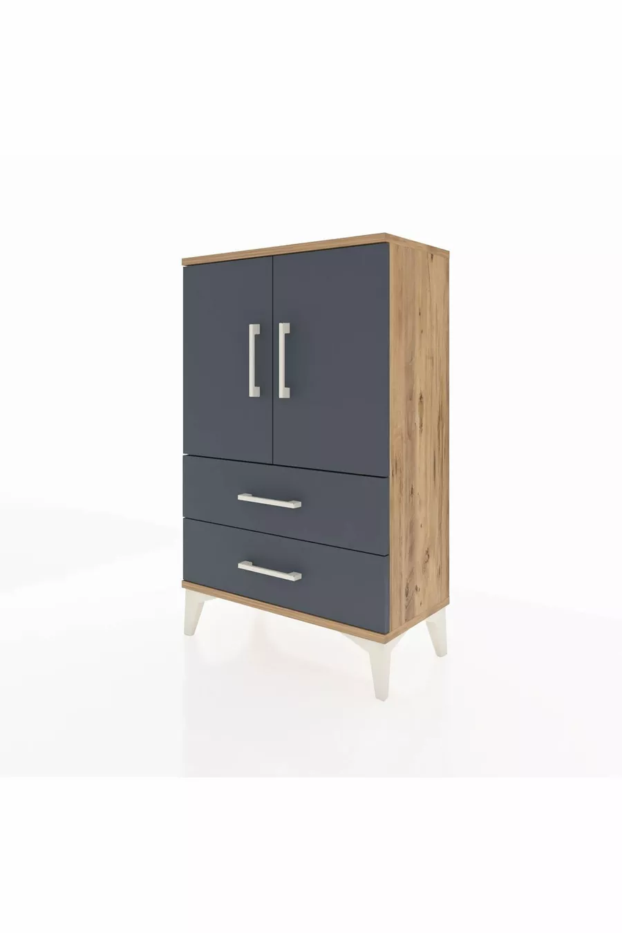 Arges Commode with 2 Shelves, 2 Drawers, and 2 Doors Pine-Anthracite