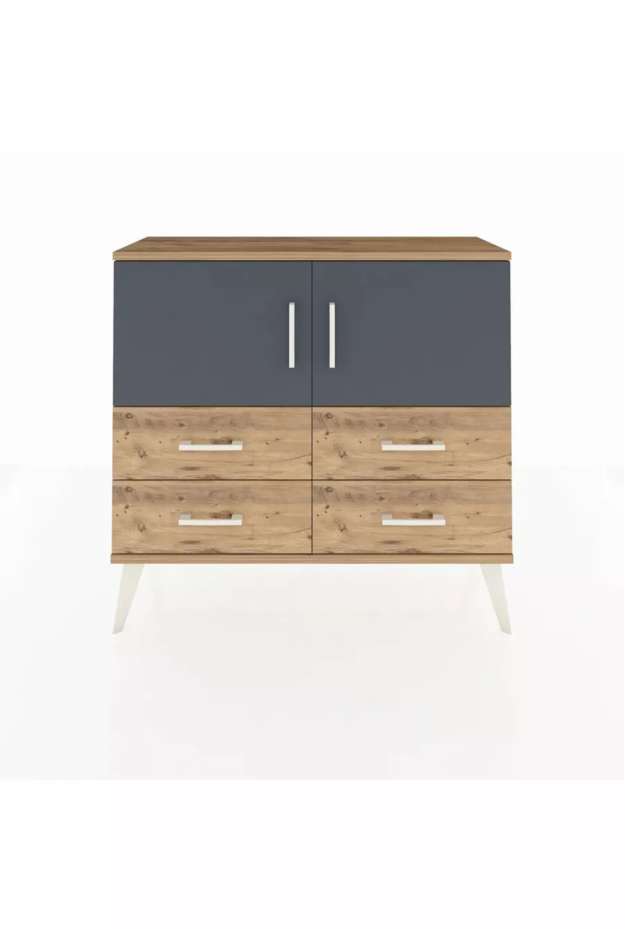 Arges Dresser with 2 Shelves, 4 Drawers, and 2 Doors Pine-Anthracite/Pine