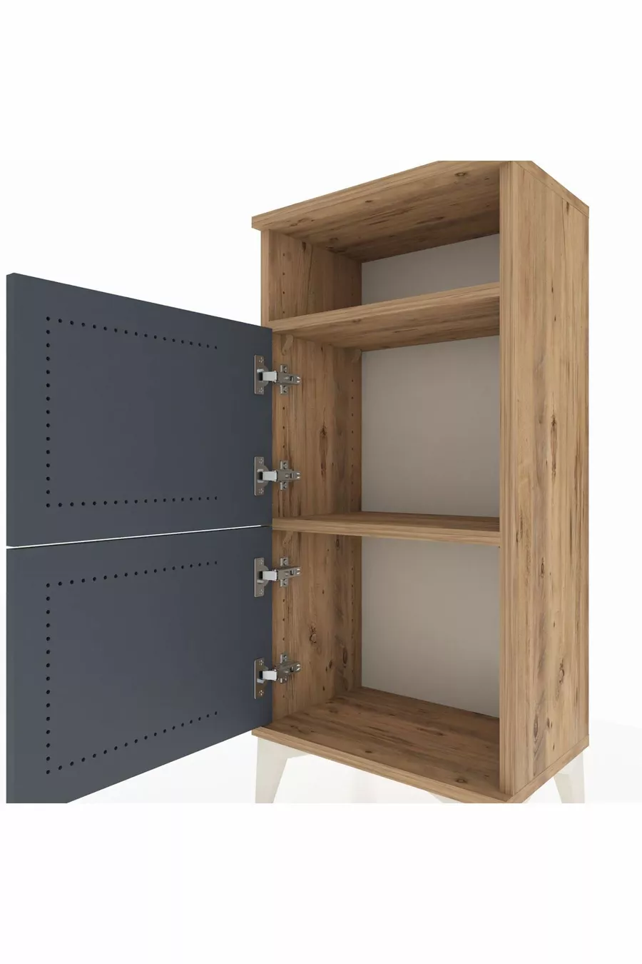 Chevet Arges à une étagère et deux portes, pin-anthracite