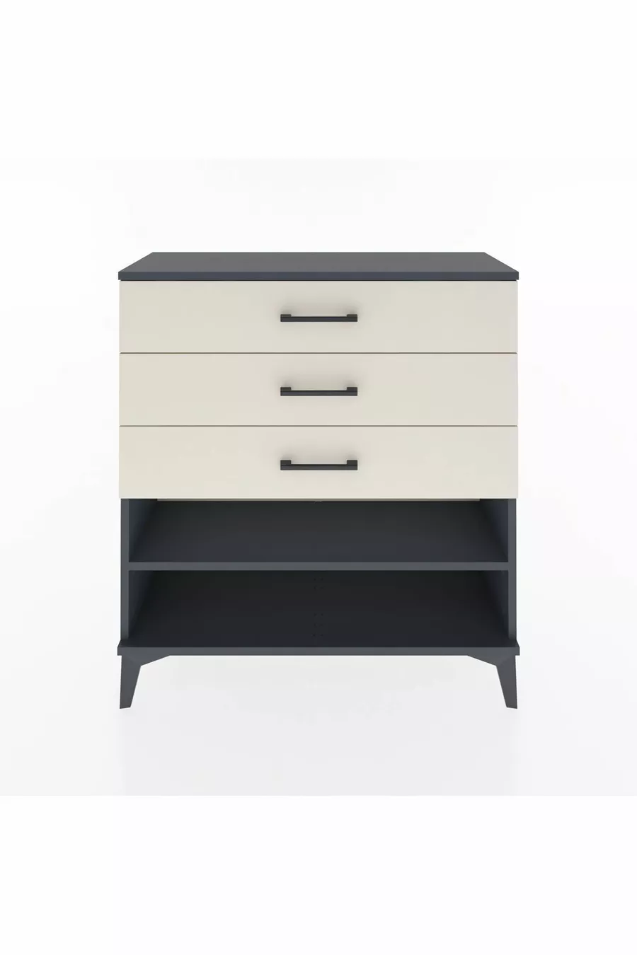 Commode Arges à une étagère et 3 tiroirs Anthracite-Pierre de Lune