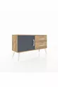Commode Arges avec une étagère, 2 tiroirs et une porte, pin-anthracite/pin