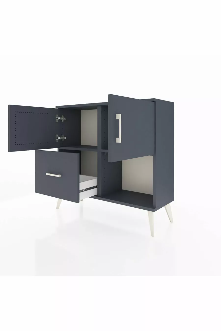 Commode Arges 2 étagères 1 tiroir 2 portes Anthracite-Anthracite