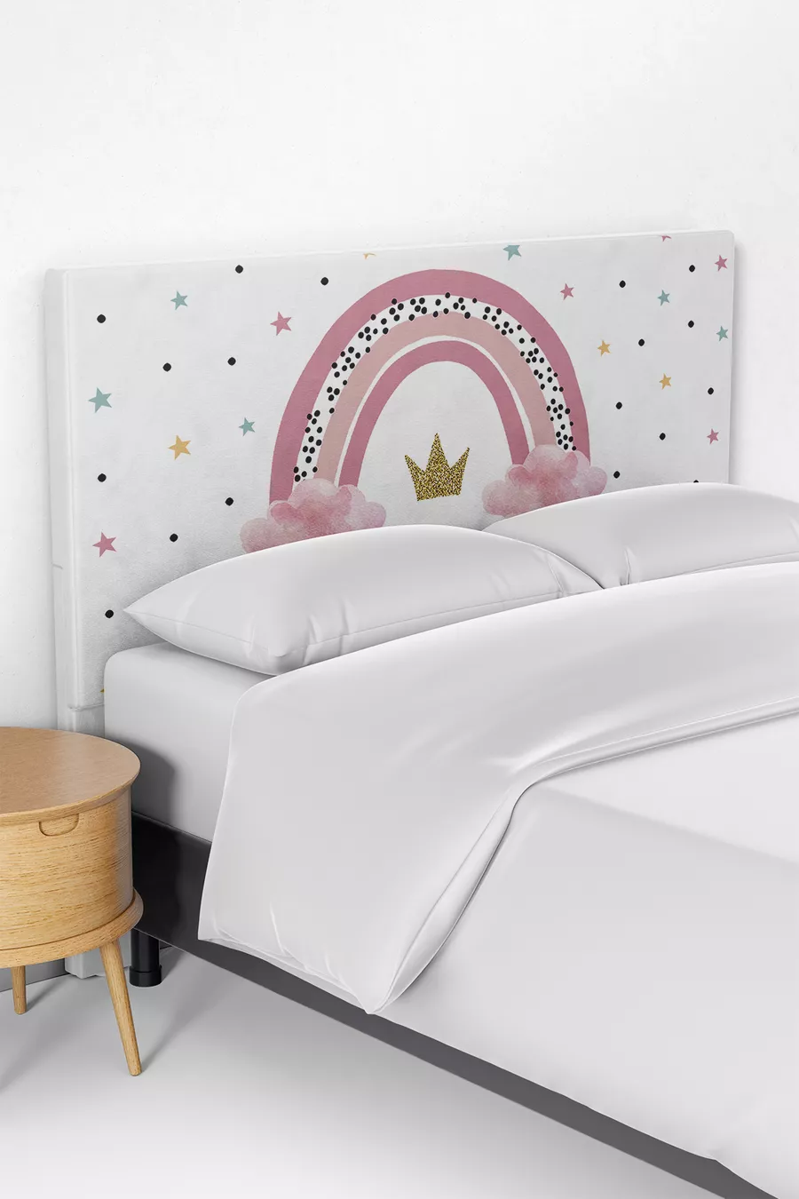 Kinderbett Kopfteilbezug mit Regenbogenmuster