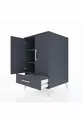 Table de chevet Kronos avec 3 étagères, 1 tiroir et 2 portes, Anthracite-Anthracite
