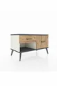 Commode Hyperion 2 tiroirs Pierre de lune-Anthracite/Sapin