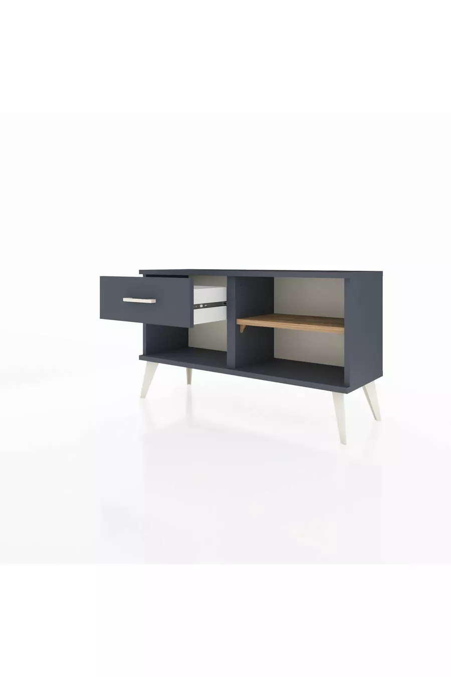 Commode Arges à une étagère et un tiroir Anthracite-Pin/Anthracite