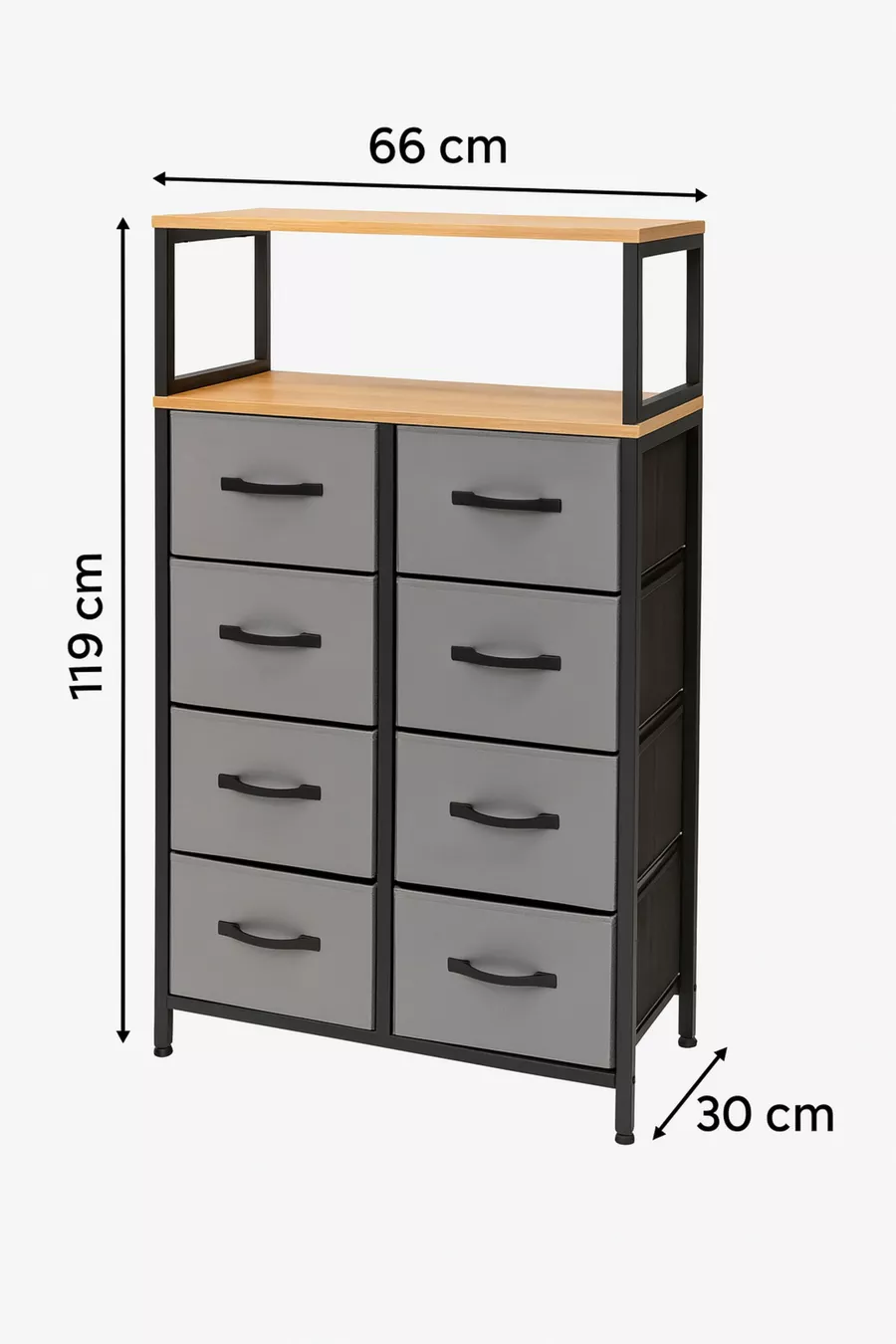 2-Shelf 8-Drawer Dresser Bedroom Kids' Room Organizer with Leather Drawers