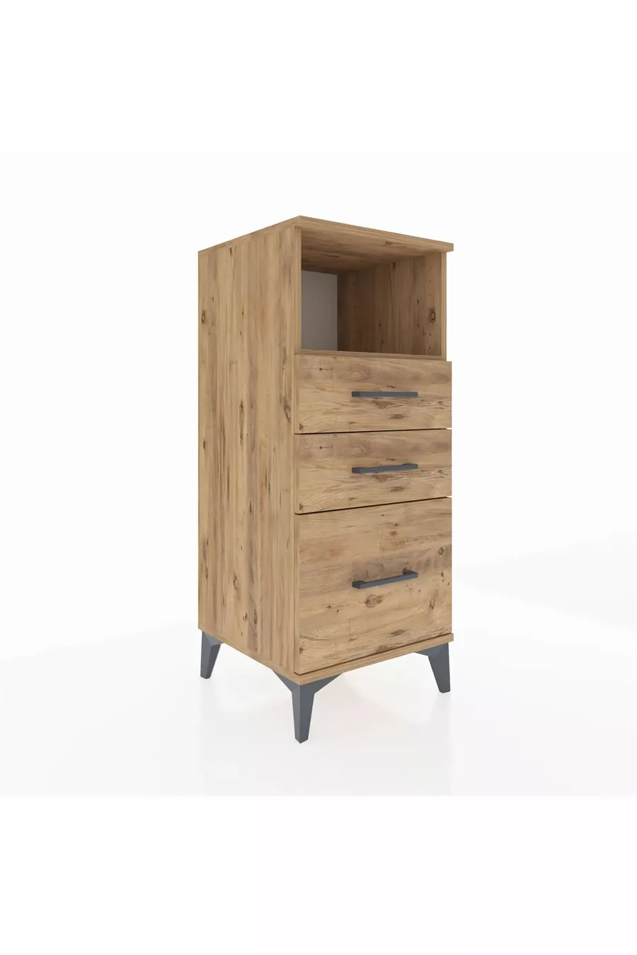 Hyperion Nightstand Single Shelf 3-Drawer Pine-Pine
